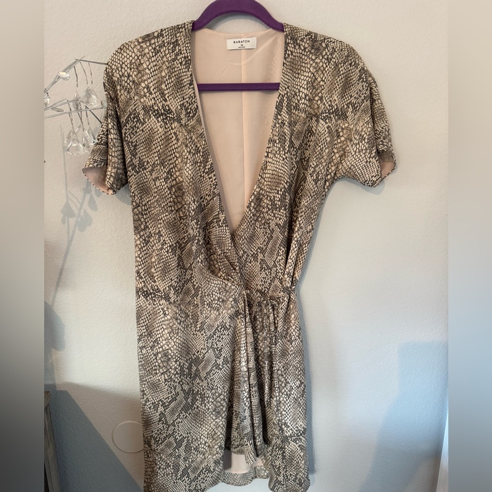 Babaton by Aritzia Wallace wrap dress. Size XS. EUC. Snake print - Picture 2 of 5